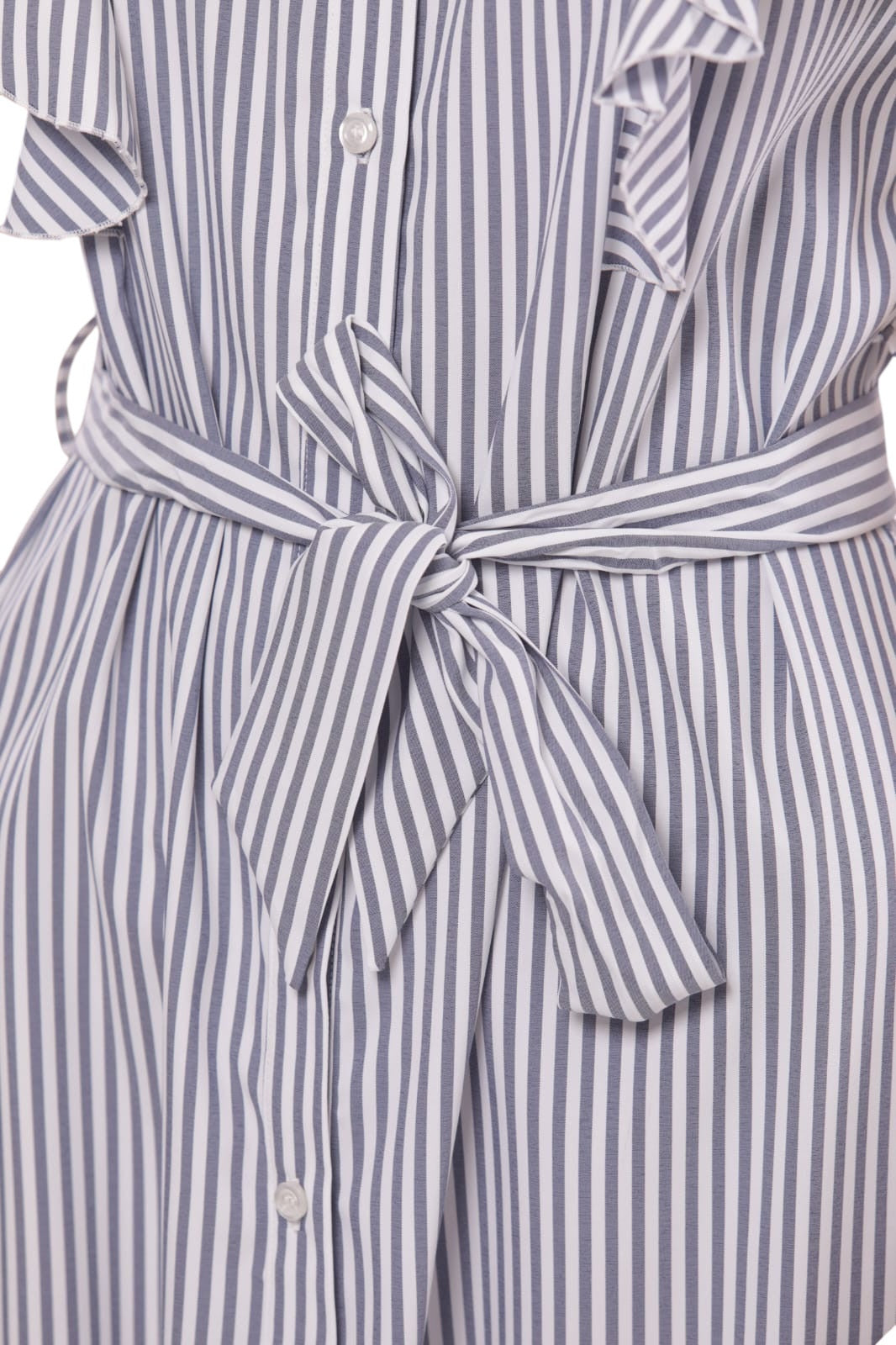 ABITO CORTO A RIGHE CON MANICHE VOULANT